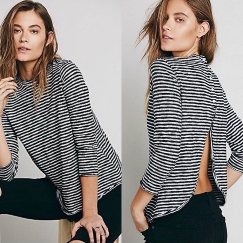 Free People striped top with open back